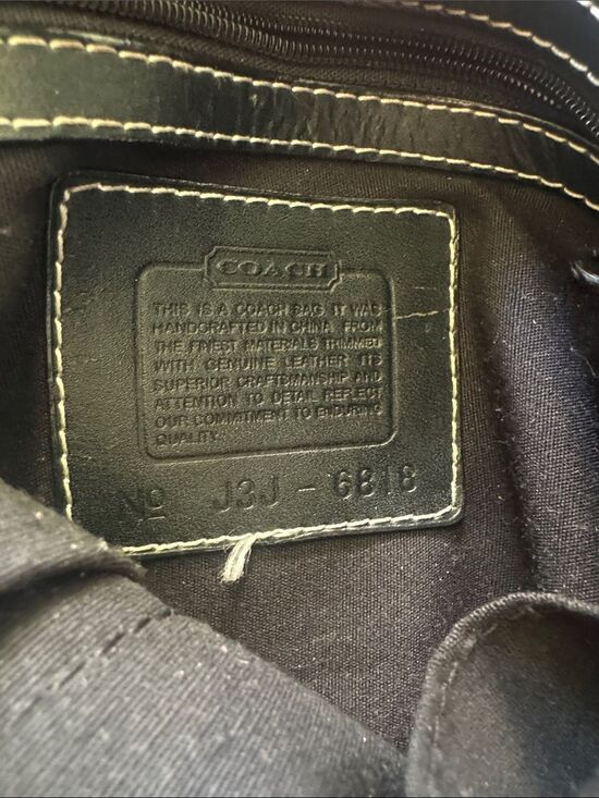 COACH Vintage Grey/Black Signature Mini Soho Shoulder Bag  Coach mini SoHo Black and Gray Signature Canvas Shoulder Bag